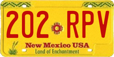 NM license plate 202RPV