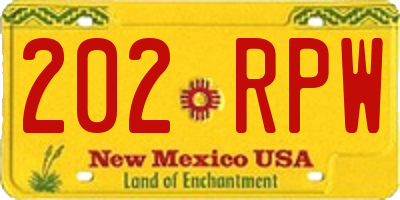 NM license plate 202RPW