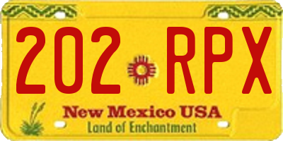 NM license plate 202RPX