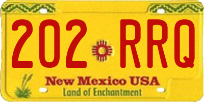 NM license plate 202RRQ