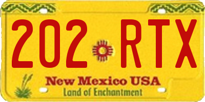 NM license plate 202RTX