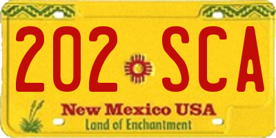 NM license plate 202SCA