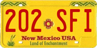 NM license plate 202SFI