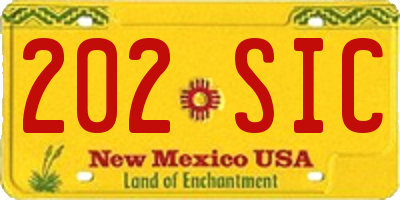 NM license plate 202SIC
