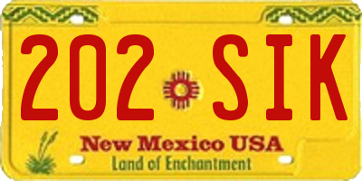 NM license plate 202SIK