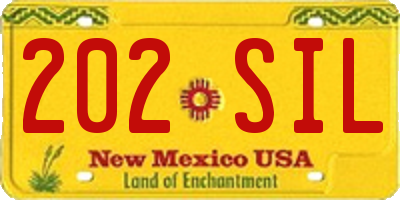 NM license plate 202SIL