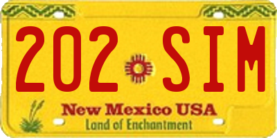NM license plate 202SIM