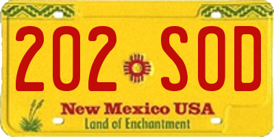 NM license plate 202SOD