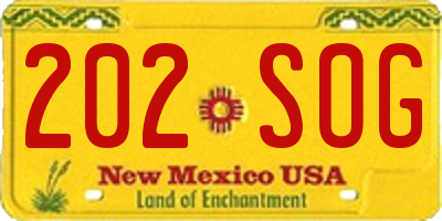 NM license plate 202SOG