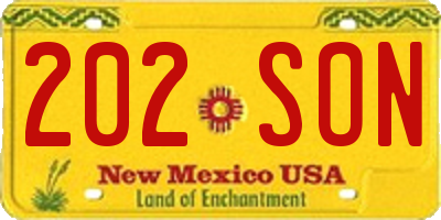 NM license plate 202SON
