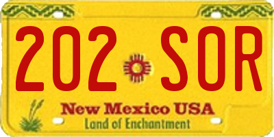 NM license plate 202SOR