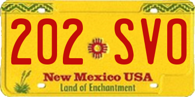 NM license plate 202SVO