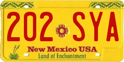 NM license plate 202SYA