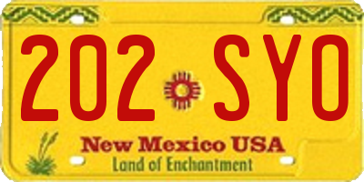 NM license plate 202SYO