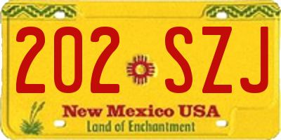 NM license plate 202SZJ