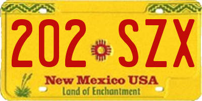 NM license plate 202SZX