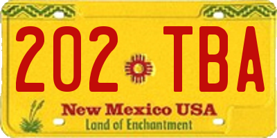 NM license plate 202TBA