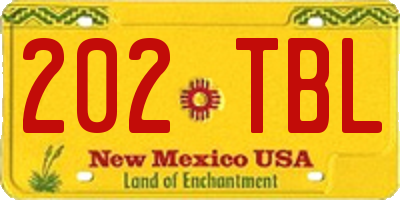 NM license plate 202TBL