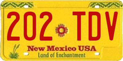 NM license plate 202TDV