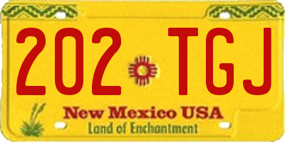 NM license plate 202TGJ