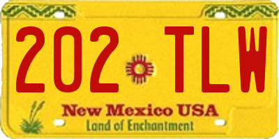 NM license plate 202TLW