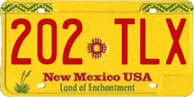NM license plate 202TLX
