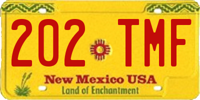 NM license plate 202TMF