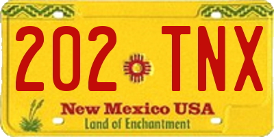 NM license plate 202TNX
