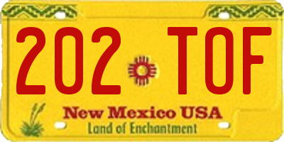 NM license plate 202TOF