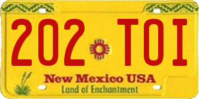 NM license plate 202TOI
