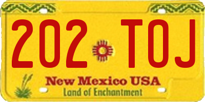 NM license plate 202TOJ