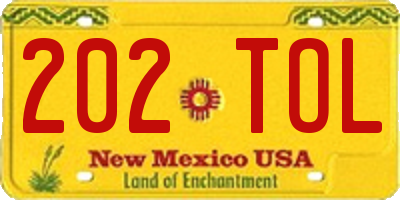 NM license plate 202TOL
