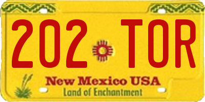 NM license plate 202TOR