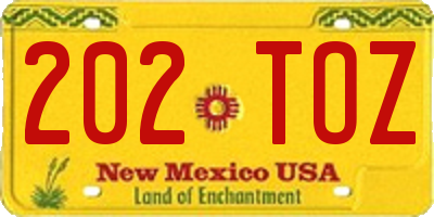 NM license plate 202TOZ