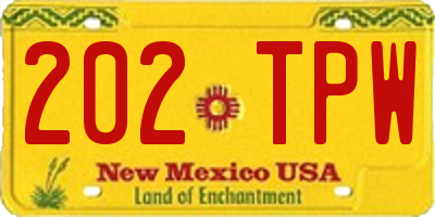 NM license plate 202TPW