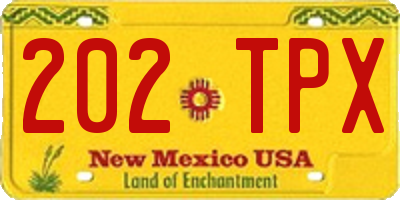 NM license plate 202TPX