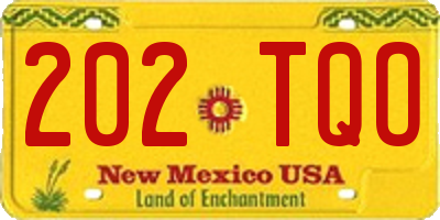 NM license plate 202TQO