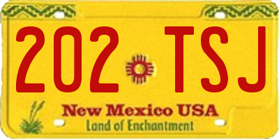 NM license plate 202TSJ