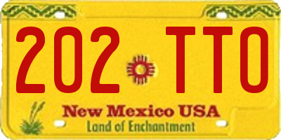 NM license plate 202TTO