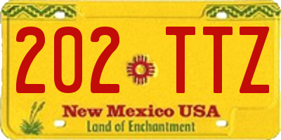 NM license plate 202TTZ