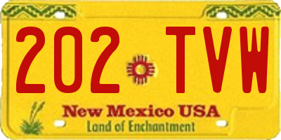 NM license plate 202TVW