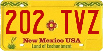 NM license plate 202TVZ