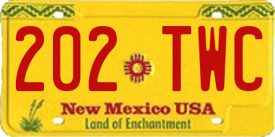 NM license plate 202TWC