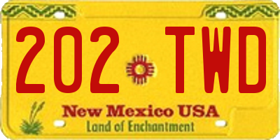 NM license plate 202TWD