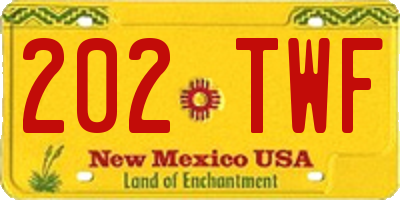 NM license plate 202TWF