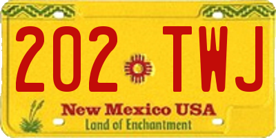 NM license plate 202TWJ