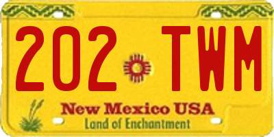 NM license plate 202TWM