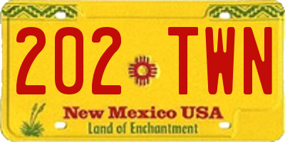 NM license plate 202TWN