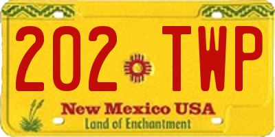 NM license plate 202TWP