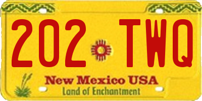 NM license plate 202TWQ